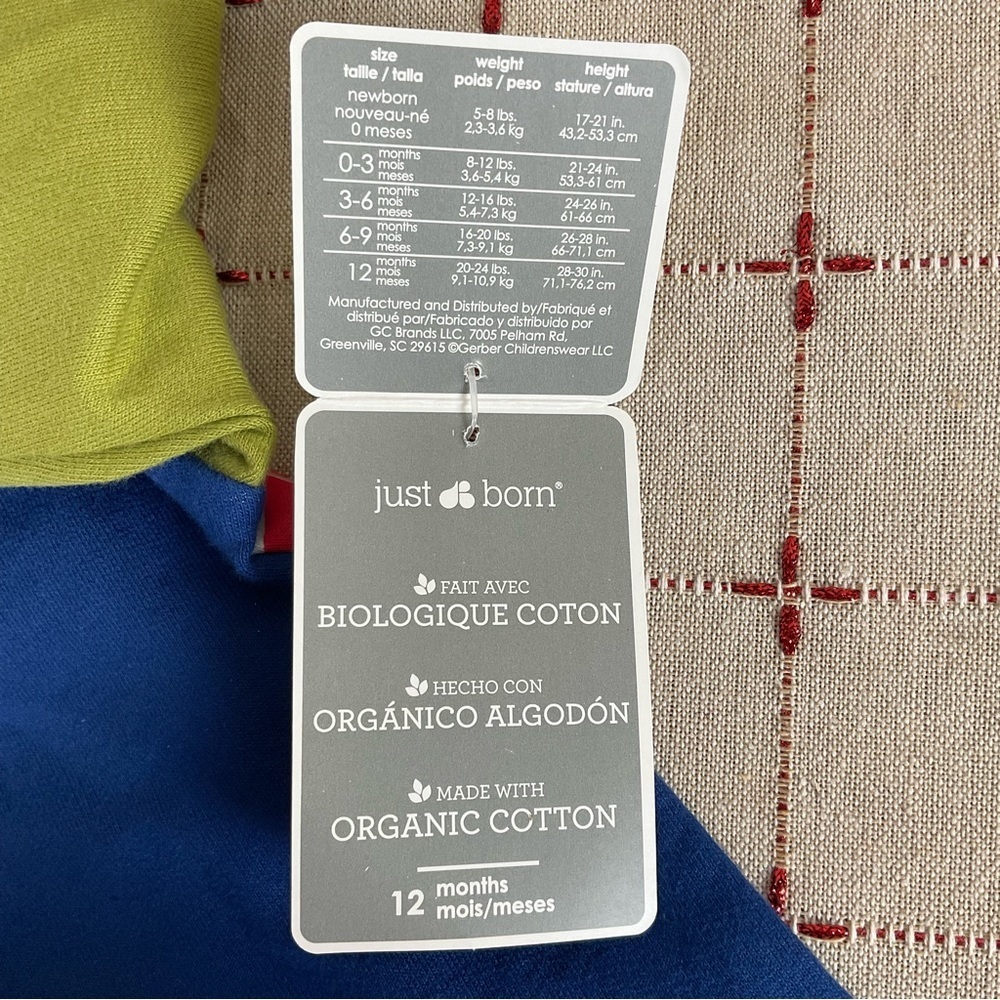 Just Born Baby Boy Organic Cotton One Piece Coverall Jumper 12 months New - Picture 6 of 8